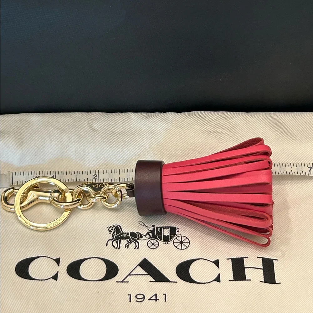COACH Tassel Leather Key Ring/Bag Charm
